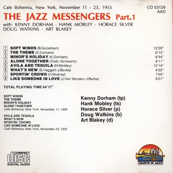 Art Blakey & The Jazz Messengers : Cafe Bohemia, 1955 - Part. 1 (CD, Comp)