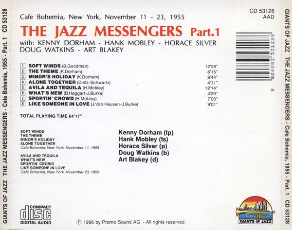 Art Blakey & The Jazz Messengers : Cafe Bohemia, 1955 - Part. 1 (CD, Comp)