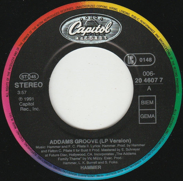 MC Hammer : Addams Groove (7", Single)