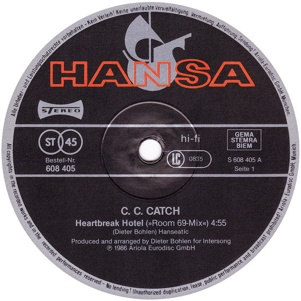 C.C. Catch : Heartbreak Hotel ·Room 69 - Mix· (12", Maxi)