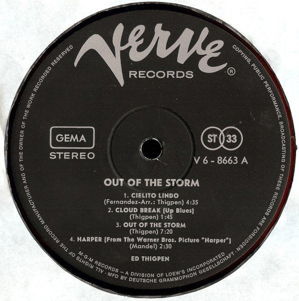 Ed Thigpen : Out Of The Storm (LP, Album)