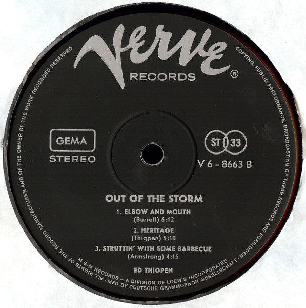 Ed Thigpen : Out Of The Storm (LP, Album)
