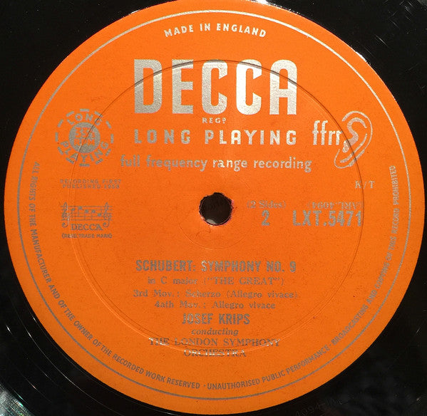 Franz Schubert, Josef Krips, London Symphony Orchestra : Great C Major Symphony (LP, Mono)