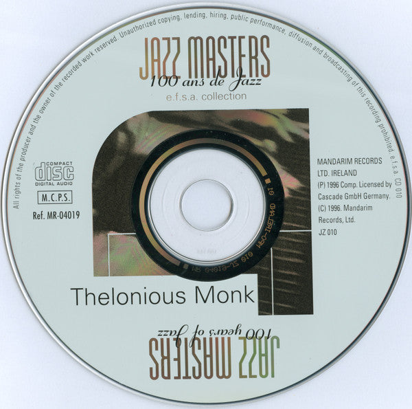 Thelonious Monk : Jazz Masters (100 Ans De Jazz) (CD, Comp, RE)