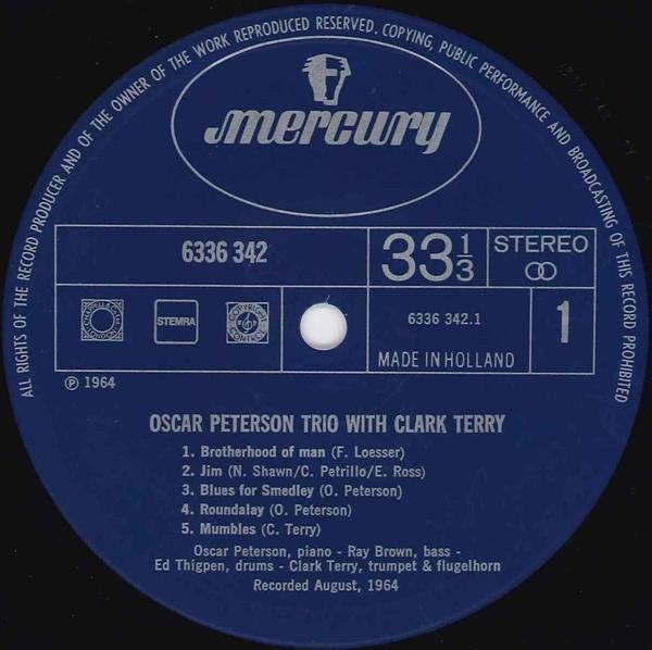 The Oscar Peterson Trio With Clark Terry : Oscar Peterson Trio With Clark Terry (LP, RE)