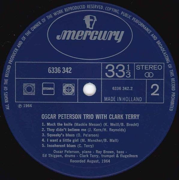 The Oscar Peterson Trio With Clark Terry : Oscar Peterson Trio With Clark Terry (LP, RE)