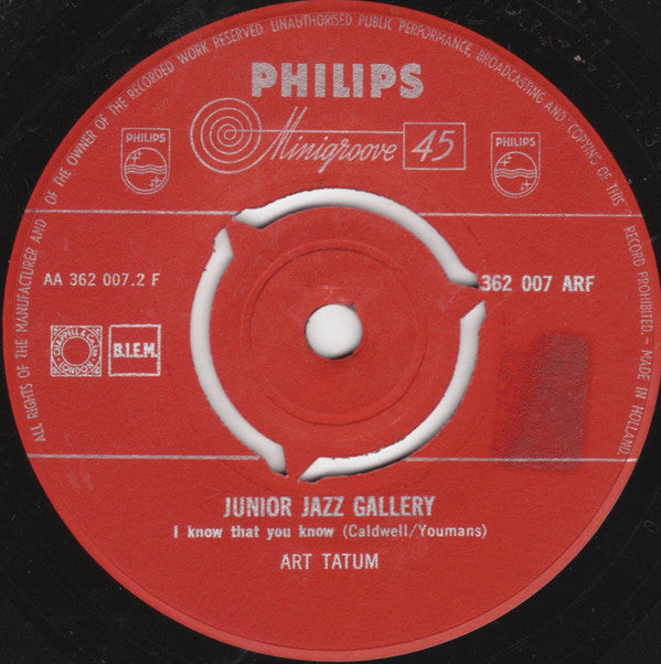 Art Tatum : Junior Jazz Gallery (7")