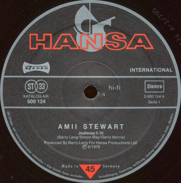 Amii Stewart : Jealousy (Long Version) (12", Single)