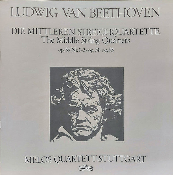 Ludwig van Beethoven, Melos Quartett : Die Mittleren Streichquartette Op. 59 Nr.1-3  Op.74  Op.95 (4xLP, RE)