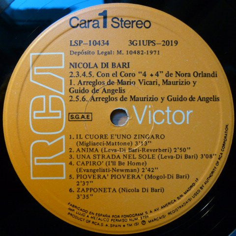 Nicola Di Bari : Nicola Di Bari (LP, Album)
