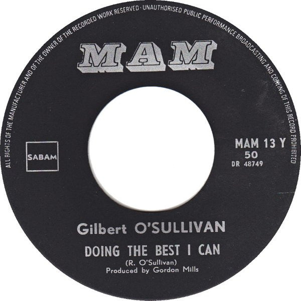 Gilbert O'Sullivan : Underneath The Blanket Go (7", Single)