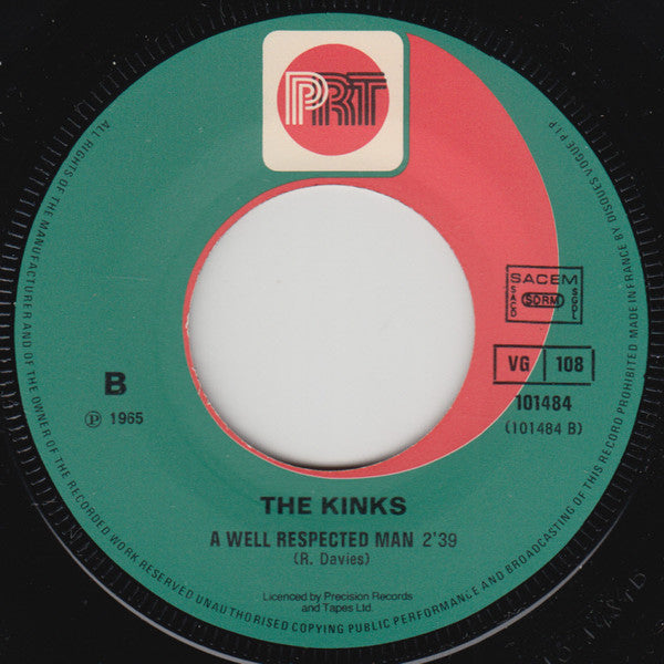 The Kinks : Sunny Afternoon / A Well Respected Man (7", Single)