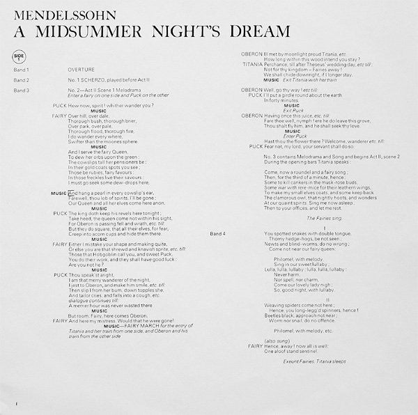 Felix Mendelssohn-Bartholdy, Hanneke van Bork, Alfreda Hodgson, The Ambrosian Singers, New Philharmonia Orchestra, Rafael Frühbeck De Burgos : A Midsummer Night's Dream (Complete Incidental Music) (LP, RP)