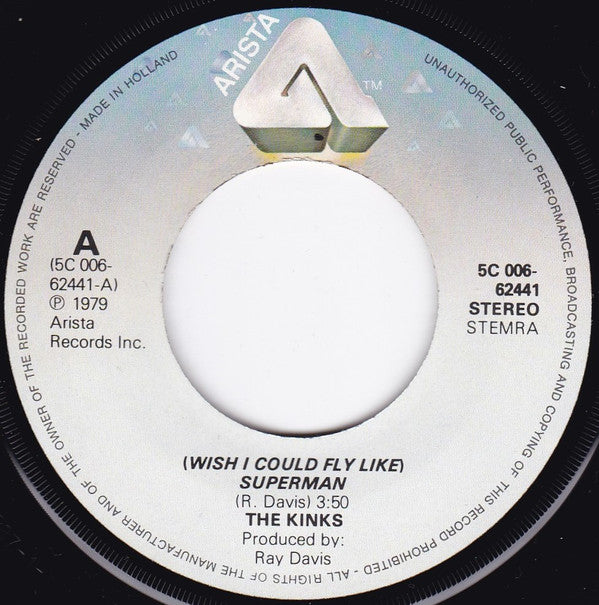The Kinks : (Wish I Could Fly Like) Superman (7", Single)
