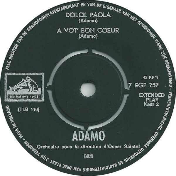 Adamo : Les Filles Du Bord De Mer	 (7", EP)