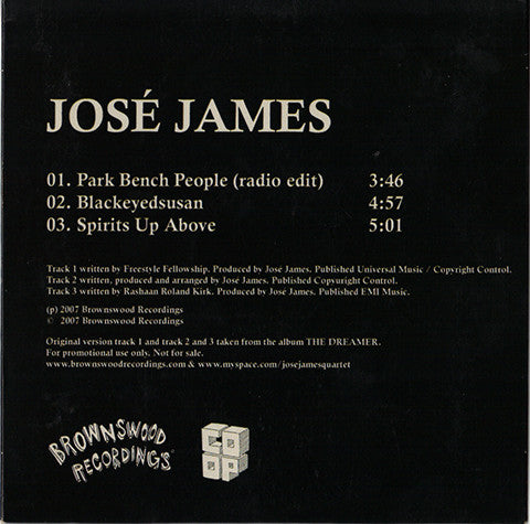 José James : Park Bench People (CD, Single, Promo)