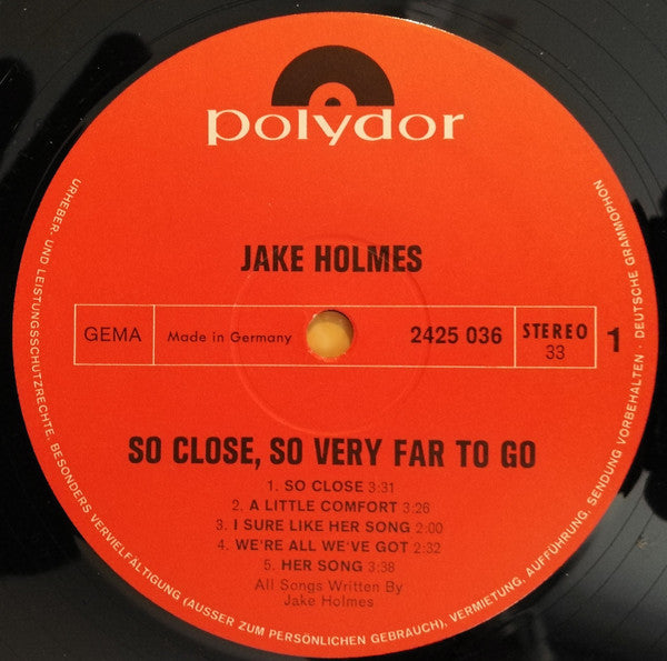 Jake Holmes : So Close So Very Far To Go (LP, Album)