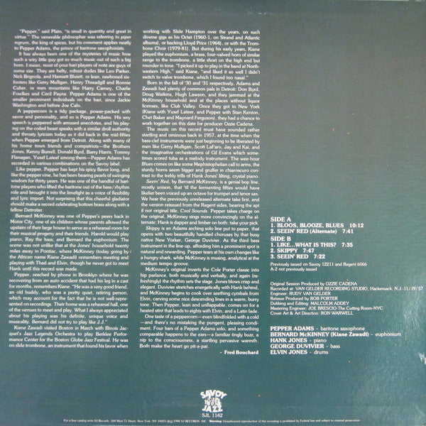 Pepper Adams : Pure Pepper (LP, Album, Mono)