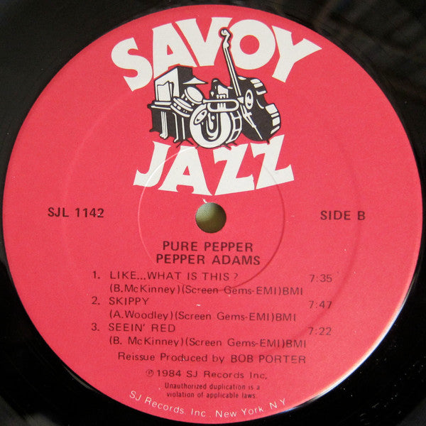 Pepper Adams : Pure Pepper (LP, Album, Mono)