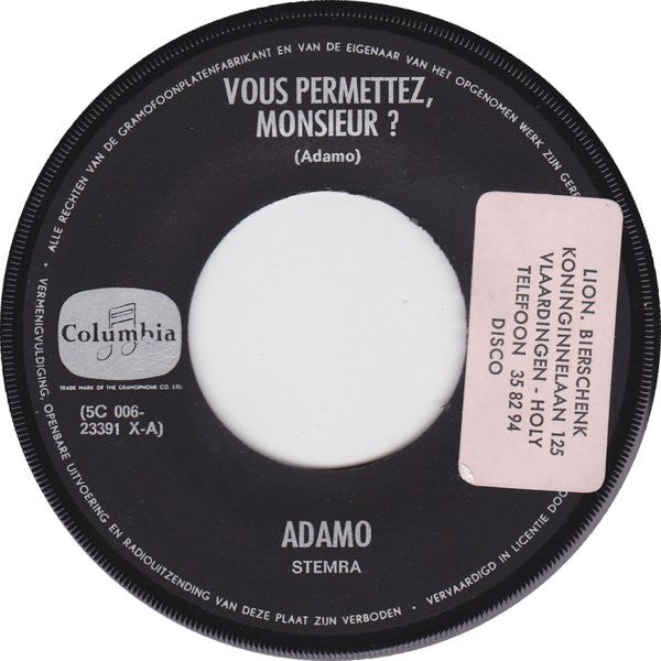 Adamo : Vous Permettez, Monsieur / Quand Les Roses (7", Single)