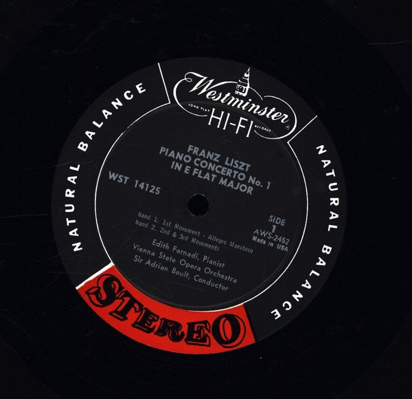 Sir Adrian Boult, Orchester Der Wiener Staatsoper, Edith Farnadi : Franz Liszt: The Two Piano Concerti (LP, Album)