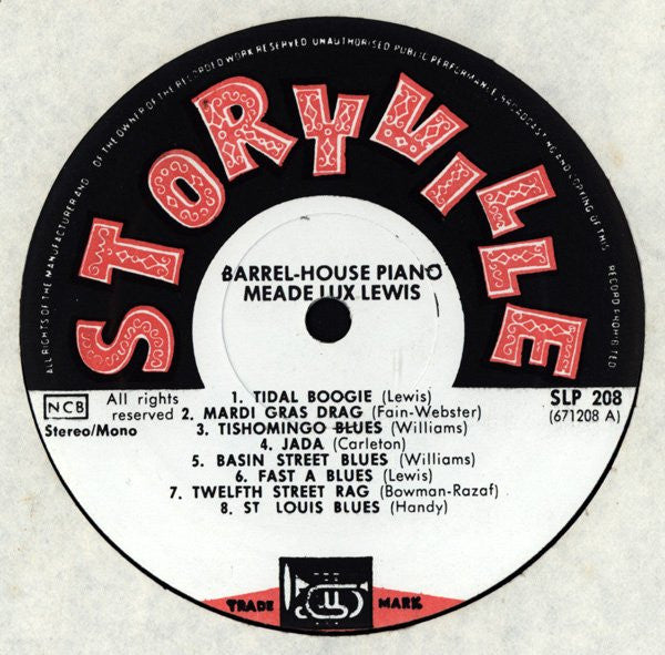 Meade "Lux" Lewis : Barrel-House Piano (LP, RE)