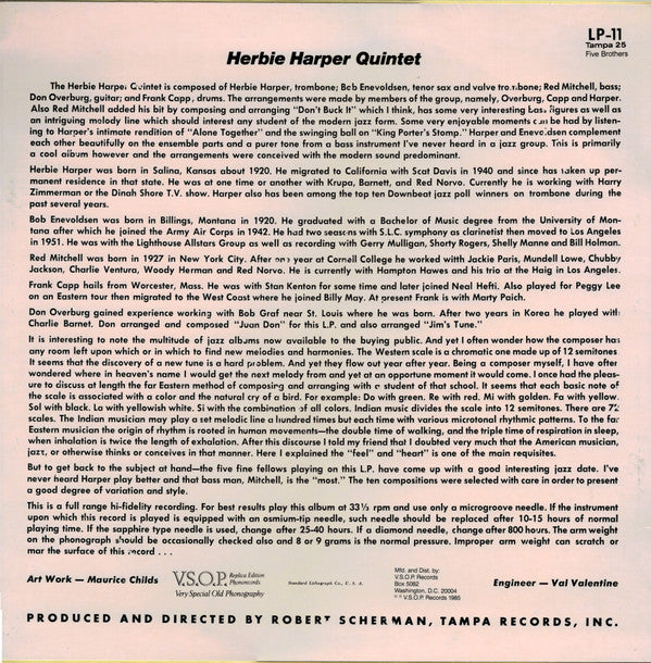 Herbie Harper Quintet : Herbie Harper Quintet (LP, Album, RE)