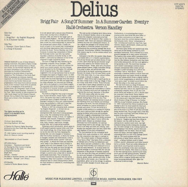 Frederick Delius, Hallé Orchestra, Vernon Handley : Brigg Fair / A Song Of Summer / In A Summer Garden /  Eventyr (LP)