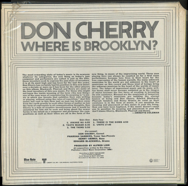 Don Cherry : Where Is Brooklyn? (LP, Album, RE)