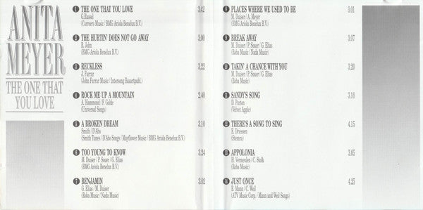 Anita Meyer : The One That You Love (CD, Comp)