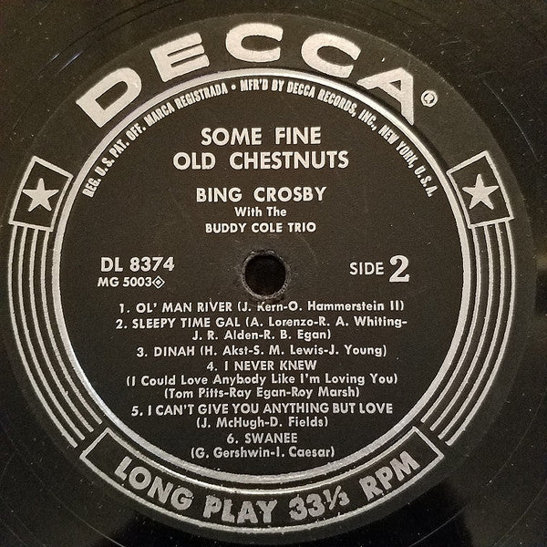Bing Crosby With The The Buddy Cole Trio : Some Fine Old Chestnuts (LP, Album, RE)