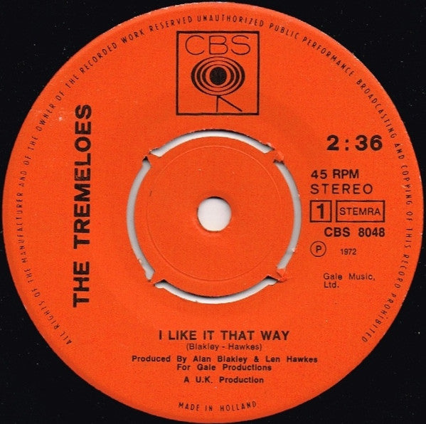 The Tremeloes : I Like It That Way (7", Single)