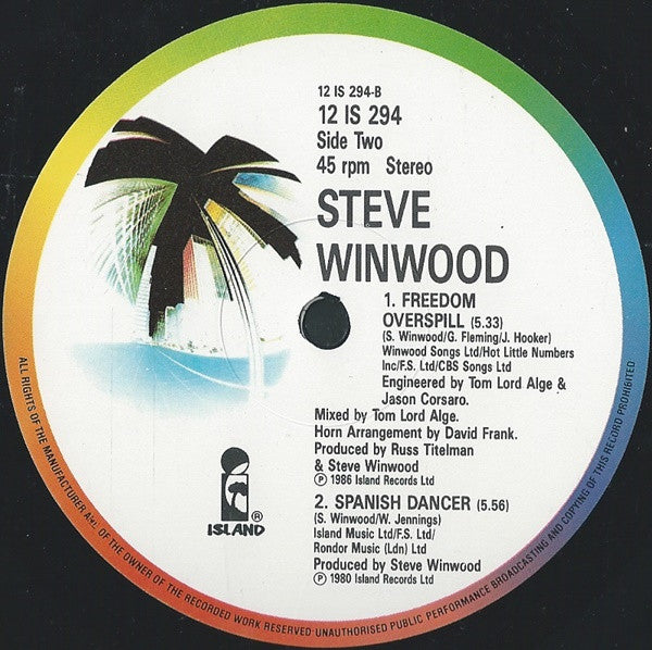 Steve Winwood : Freedom Overspill (12", Gat)