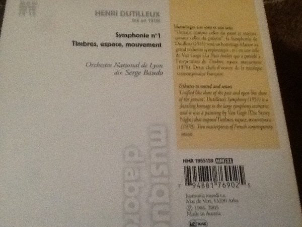 Henri Dutilleux - Orchestre National De Lyon, Serge Baudo : Première Symphonie  / Timbres, Espace, Mouvement (CD, RE)