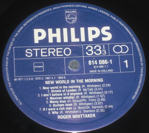 Roger Whittaker : New World In The Morning (LP, Comp, Gat)