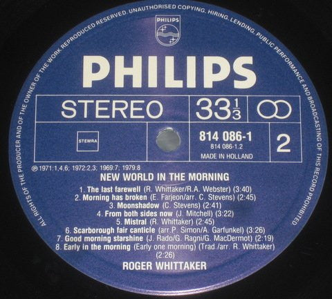 Roger Whittaker : New World In The Morning (LP, Comp, Gat)