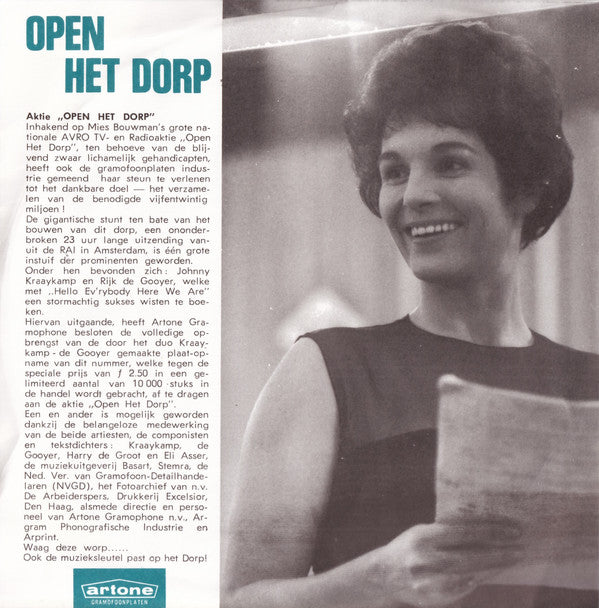 Johnny & Rijk : Hello Ev'rybody Here We Are (7", Single)