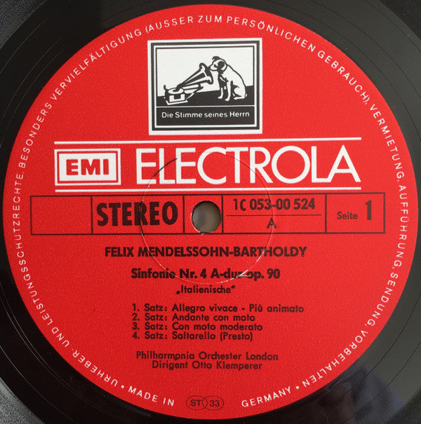 Felix Mendelssohn-Bartholdy, Robert Schumann, Otto Klemperer, Philharmonia Orchestra : Sinfonie Nr. 4 "Italienische" / Sinfonie Nr. 4 (LP, Album)