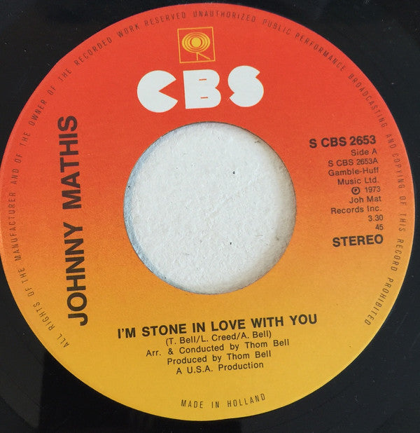 Johnny Mathis : I'm Stone In Love With You (7", Single)