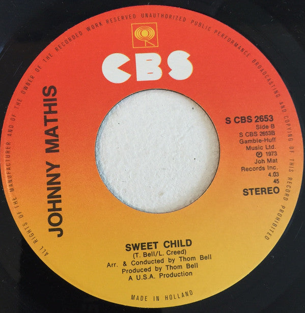 Johnny Mathis : I'm Stone In Love With You (7", Single)