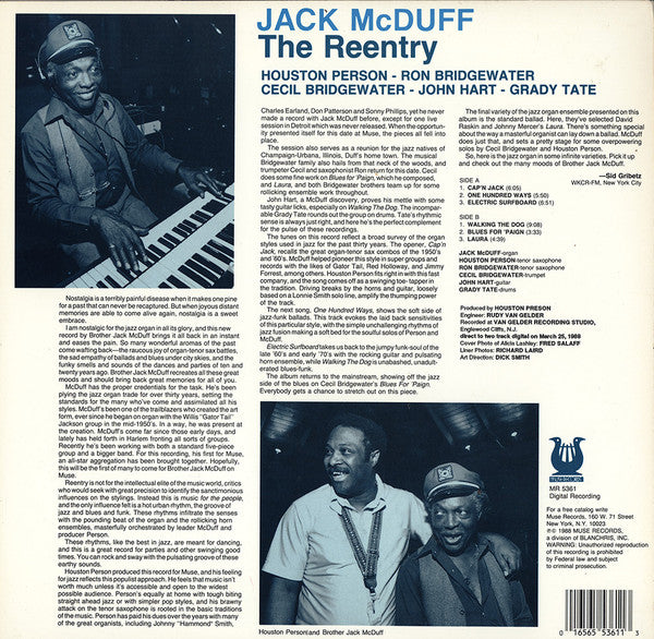 Jack McDuff* : The Reentry (LP, Album)