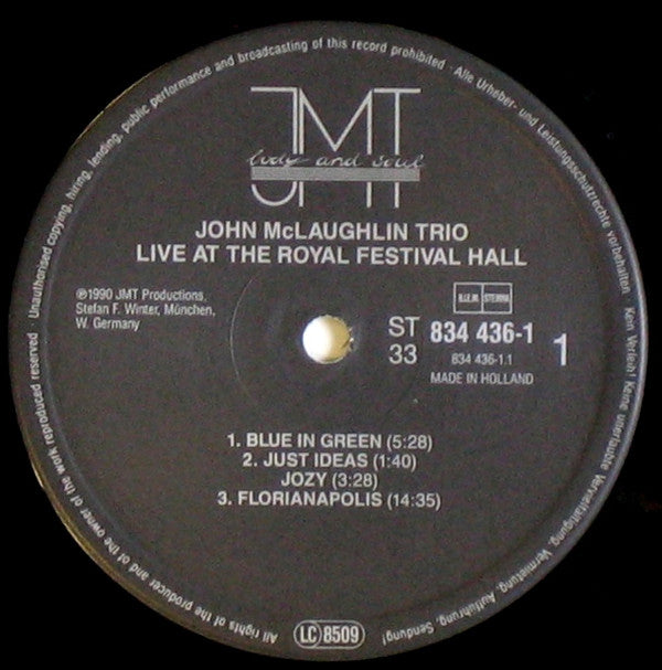 John McLaughlin Trio : Live At The Royal Festival Hall (LP, Album)