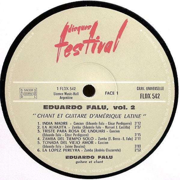 Eduardo Falu* : Chant Et Guitare D'Amérique Latine (LP, Album, RP)