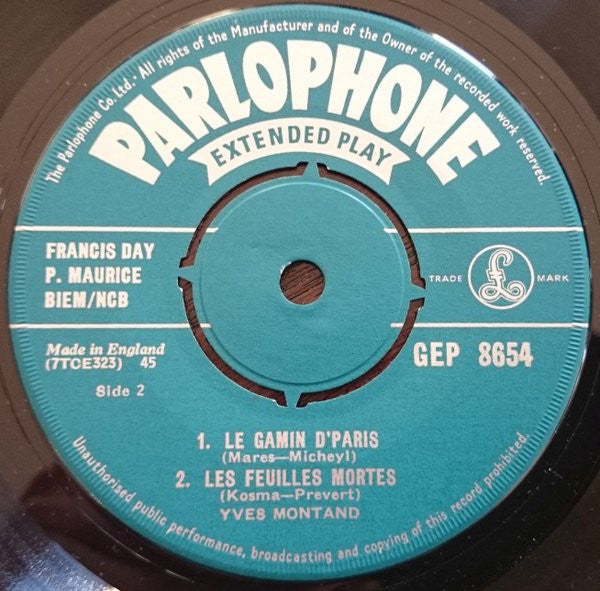Yves Montand : The Inimitable Yves Montand (7", EP)