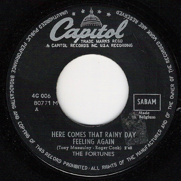 The Fortunes : Here Comes That Rainy Day Feeling Again (7", Single)