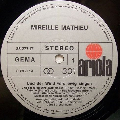 Mireille Mathieu : Und Der Wind Wird Ewig Singen (LP, Album)