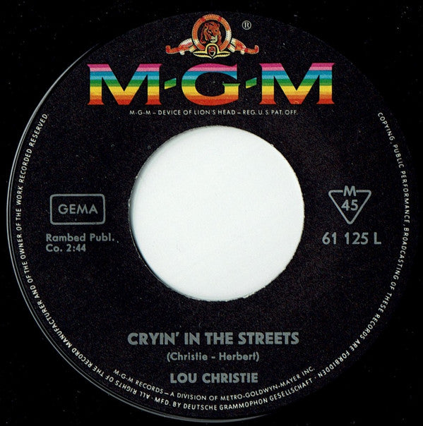 Lou Christie : Lightnin' Strikes (7", Single)