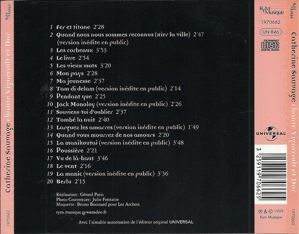 Catherine Sauvage : Chante Gilles Vigneault Et Georges Dor (CD, Comp)