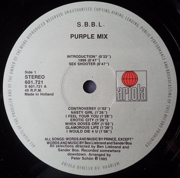 S.B.B.L. : Purple Mix (12", Single, Gen)