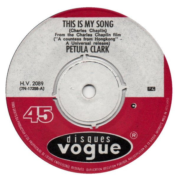 Petula Clark : This Is My Song  (7", Single, Ora)